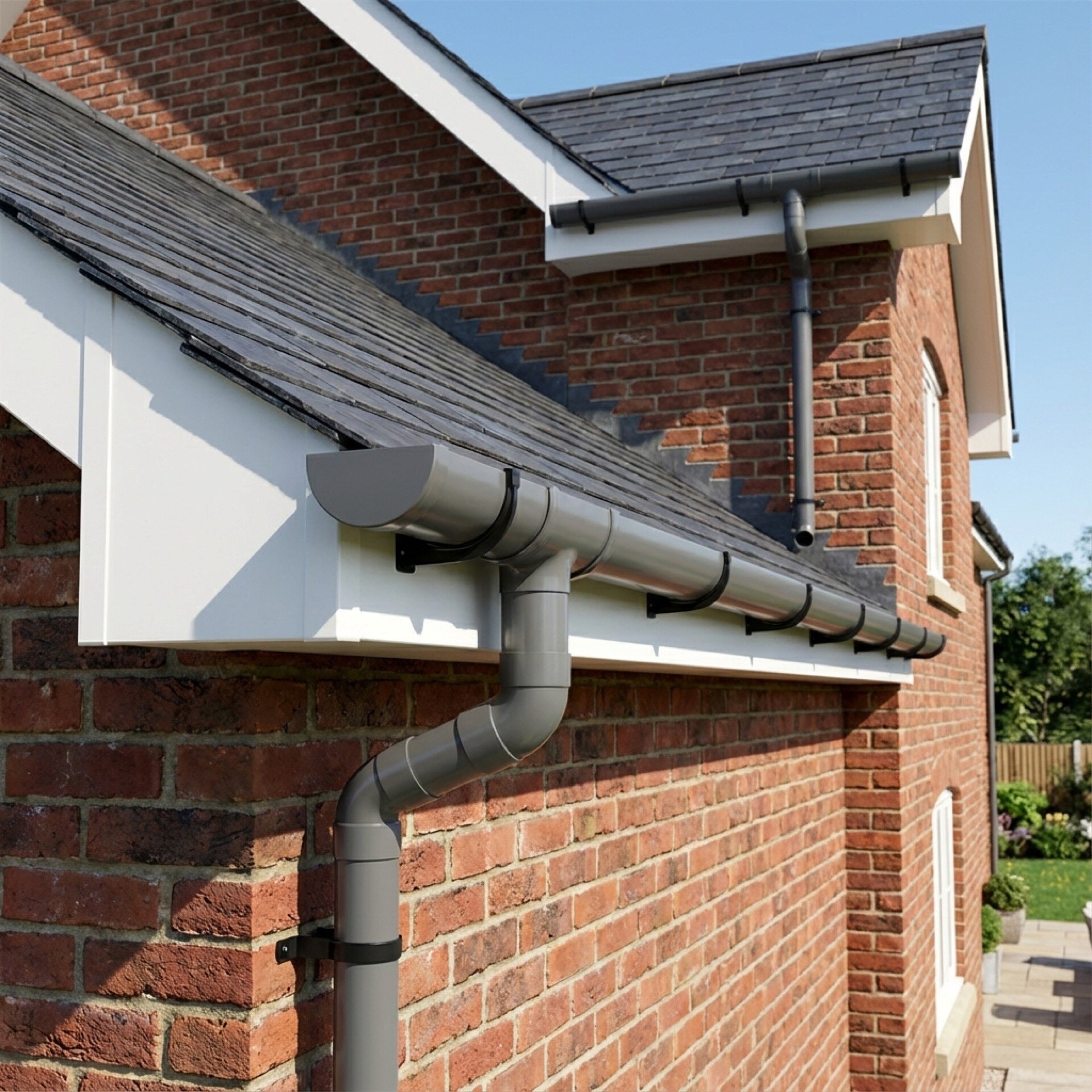 Aquaflow guttering installed in grey